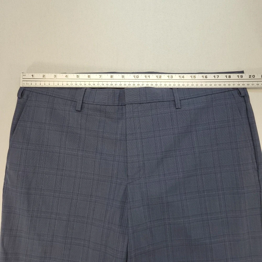 J.Crew Thompson Dress Pants Men 38x32 Blue Plaid Tapered Wool Blend Trouser
